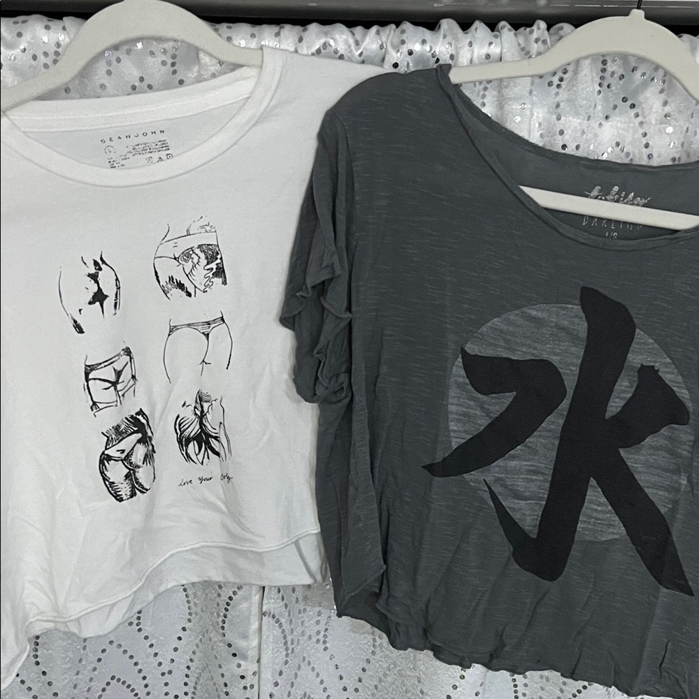 Pack of 2 Cropped Graphic T-Shirts